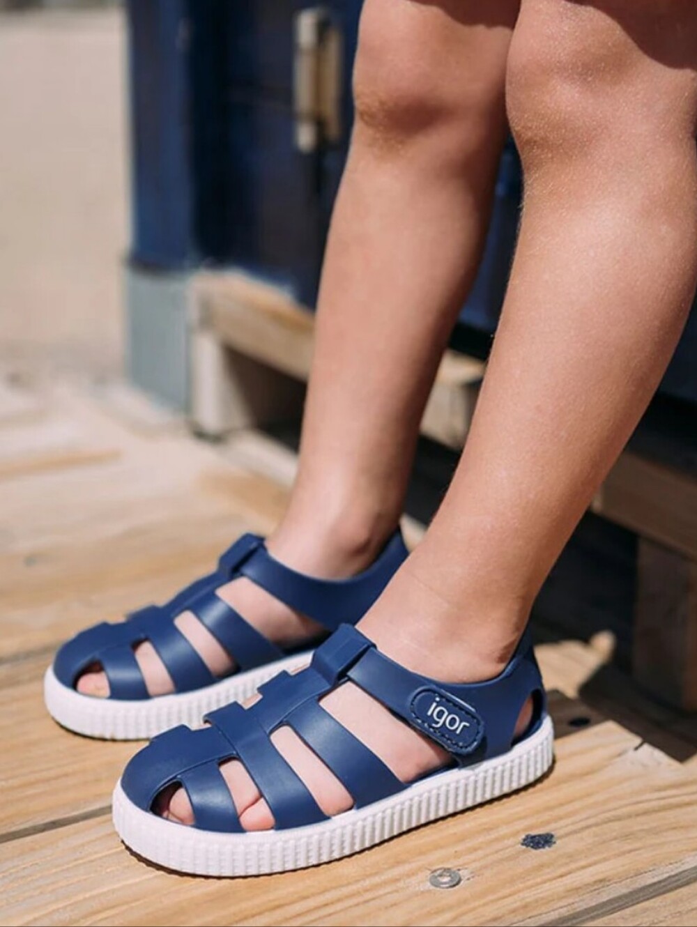 Igor Navy Blue Kids Sandals with White Sole